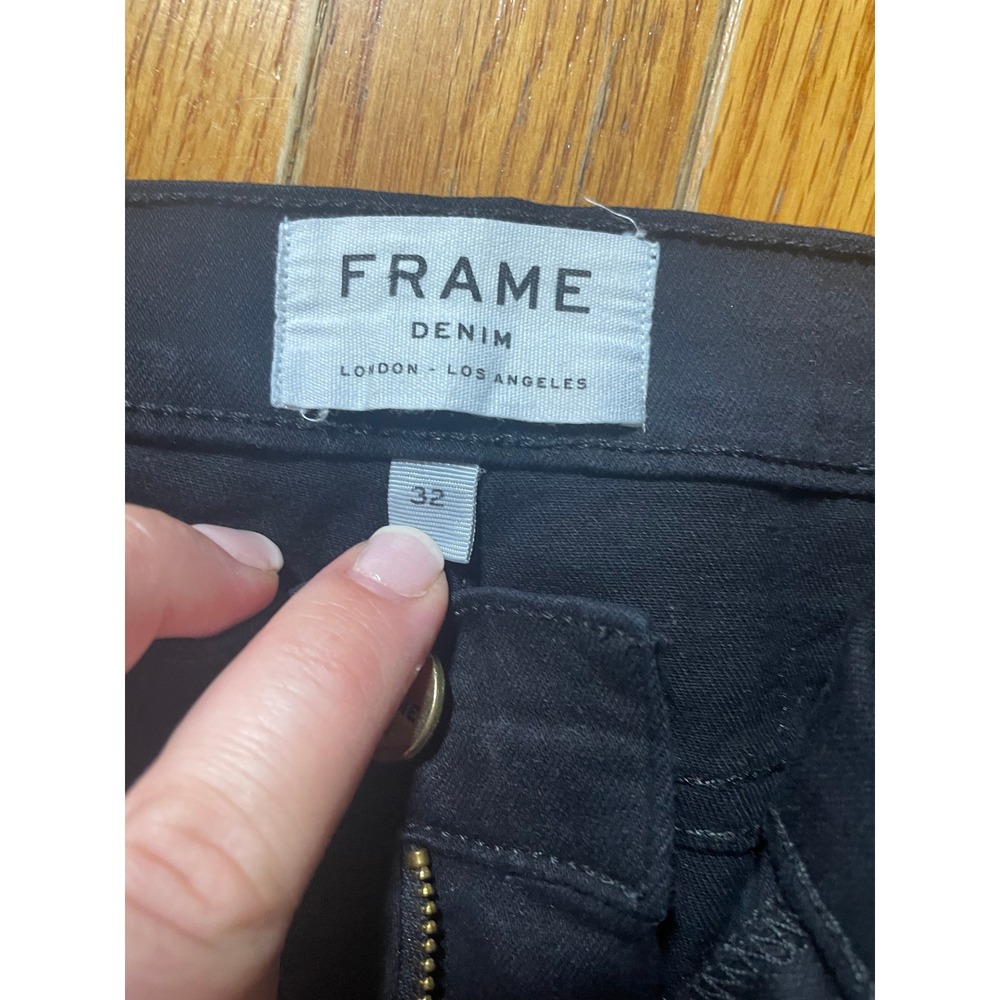 Frame Jeans Womens Size 32 Black Denim Le High Rise Skinny Denim Zip Fly Casual - Picture 6 of 7